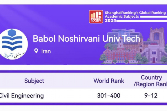 Milestone Achievement: Civil Engineering at Babol Noshirvani University of Technology Ranked in ShanghaiRanking’s Global Ranking of Academic Subjects for the First Time